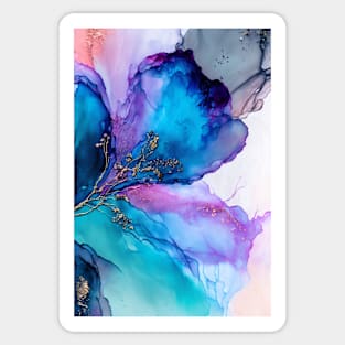 Violet Blue Garden - Abstract Alcohol Ink Art Sticker